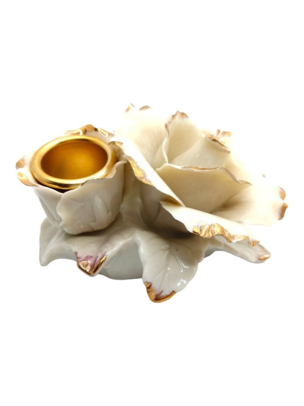 Winter Rose Porcelain Candle Holders Romantic Cottage Whimsy Fairy Vintage - Picture 2 of 8